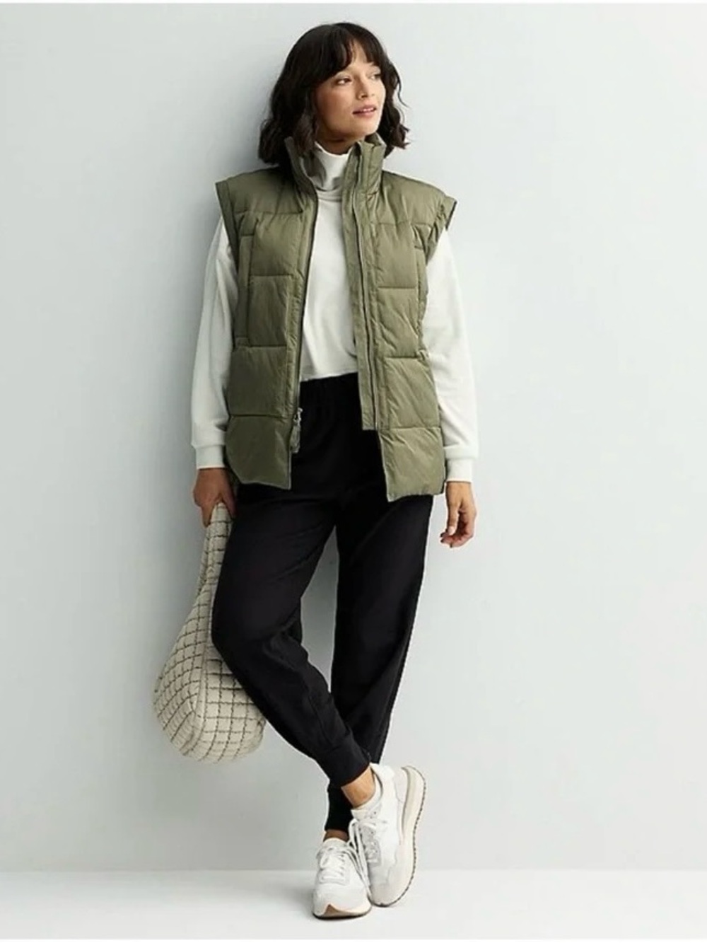 New NWT FLX Olive Army Green Oversized Quilted  Puffer Vest Sz. XL Sold Out
